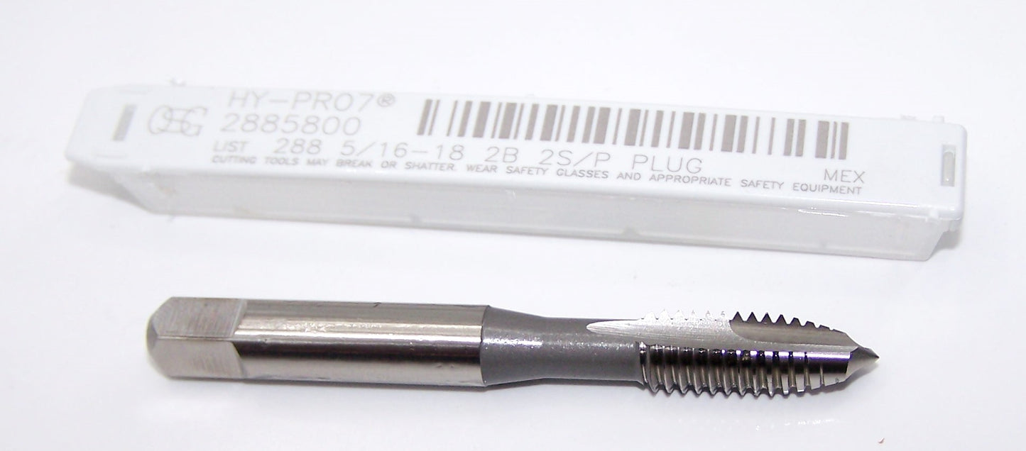 2885800 OSG 5/16-18 Plug Cut Tap 2 Flute 2B 5P Bright HY-PRO 7