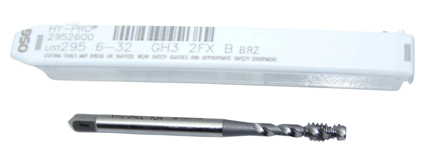 2952600 OSG 6-32 Bottom Cut Tap 2 Flute HSS H3 2.5P Bright HY-PRO AL for Aluminum