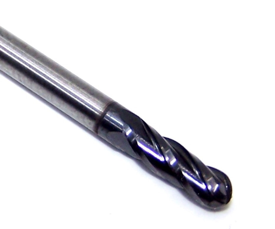 30069 Kyocera SGS 1/8" Carbide 4 Flute End Mill Ball AlTiN Coated .1250" Diameter .375" Flute 1.50" Overall Length .125" Shank