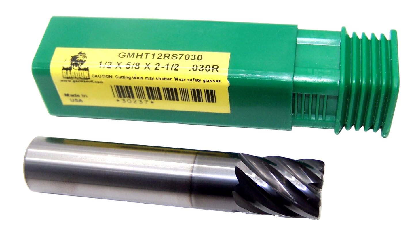 30237 Gorilla Mill 1/2" Carbide 7 Flute End Mill .030" Radius .500" Diameter .625" Flute 2.50" Length .500" Shank GMS2 Coat