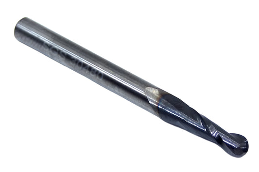 30480 Kyocera SGS 5/32" Carbide 2 Flute End Mill Ball End AlTiN Coated .1562" Diameter .500" Flute  2.00" Length .1875" Shank