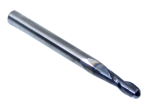 30482 Kyocera SGS 3/16" Carbide 2 Flute End Mill Ball End AlTiN Coated .1875" Diameter .625" Flute  2.00" Length .1875" Shank