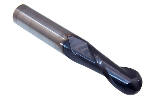 30494 Kyocera SGS 3/8" Carbide 2 Flute End Mill Ball End AlTiN Coated .375" Diameter 1.00" Flute  2.50" Length .375" Shank