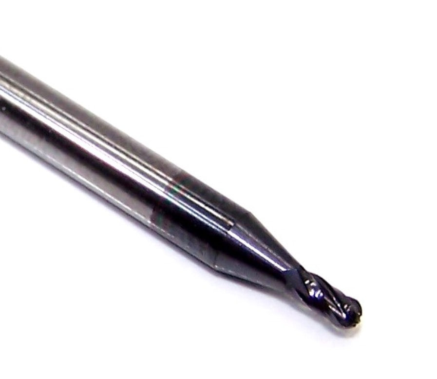 31220 Kyocera SGS 1/16" Carbide 4 Flute End Mill Ball End AlTiN Coated .0625" Diameter .125" Flute 1.50" Overall Length .125" Shank - Double Ended