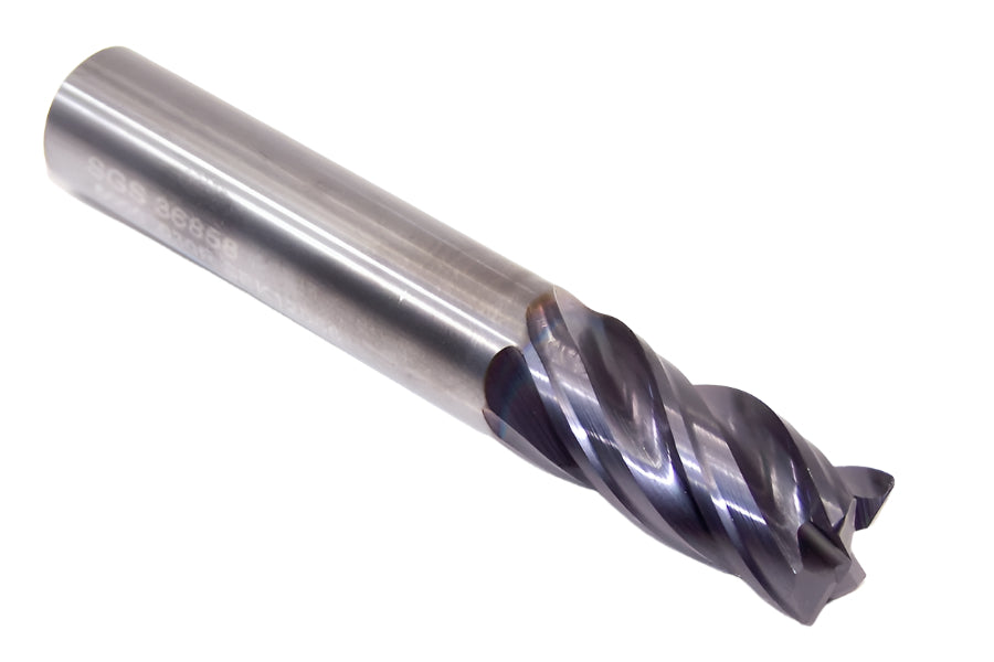 36858 Kyocera SGS 1/2" Carbide 4 Flute End Mill .030" Radius .500" Diameter 1.00" Flute 3.00" Length .500" Shank  Z-Carb AP
