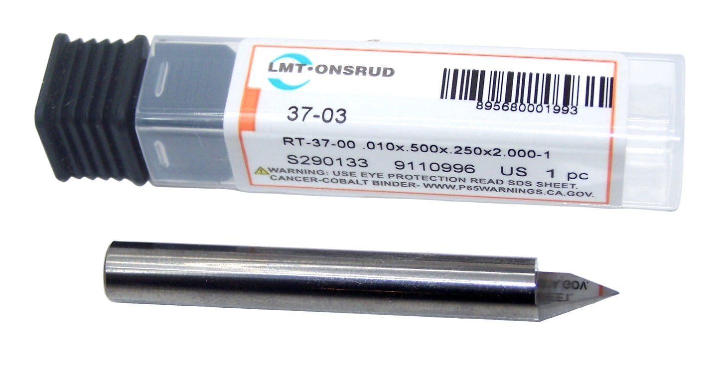 37-03 Onsrud 60° Carbide Tip V Groove Router Bit .010" Tip .250" Diameter 2.00" Length .250" Shank
