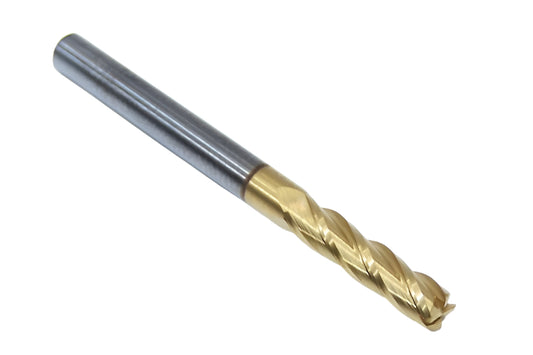 38002 Kyocera SGS 1/8" Carbide 4 Flute End Mill .015" Radius TiN Coated .1250" Diameter .500" Flute 1.50" Length .125" Shank