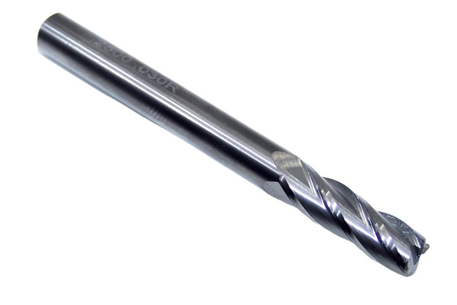 38023 Kyocera SGS 1/4" Carbide End Mill 4 Flute .030" Radius General Purpose .250" Diameter .750" Flute 2.50" Length .250" Shank