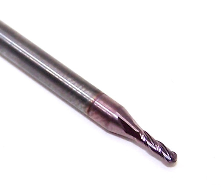 39008 Kyocera SGS 1/16" Carbide 4 Flute End Mill Ball TiCN Coated .0625" Diameter .188" Flute 1.50" Overall Length .125" Shank