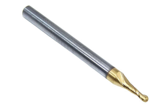 39308 Kyocera SGS 1/16" Carbide 2 Flute End Mill Ball End TiN .0625" Diameter .187" Flute  1.50" Length .125" Shank