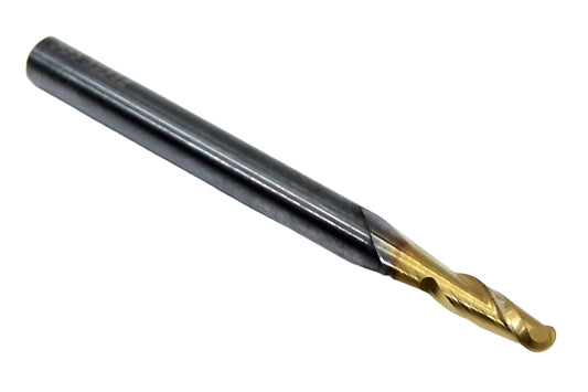 39312 Kyocera SGS 3/32" Carbide 2 Flute End Mill Ball End TiN .0938" Diameter .281" Flute  1.50" Length .125" Shank