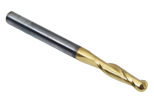 39316 Kyocera SGS 1/8" Carbide 2 Flute End Mill Ball End TiN .125" Diameter .500" Flute  1.50" Length .125" Shank