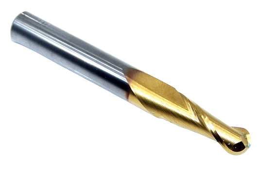 39336 Kyocera SGS 9/32" Carbide 2 Flute End Mill Ball End TiN Coated .2812" Diameter .750" Flute  2.50" Length .3125" Shank