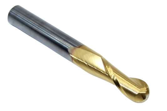 39340 Kyocera SGS 5/16" Carbide 2 Flute End Mill Ball End TiN .3125" Diameter .813" Flute  2.50" Length .313" Shank
