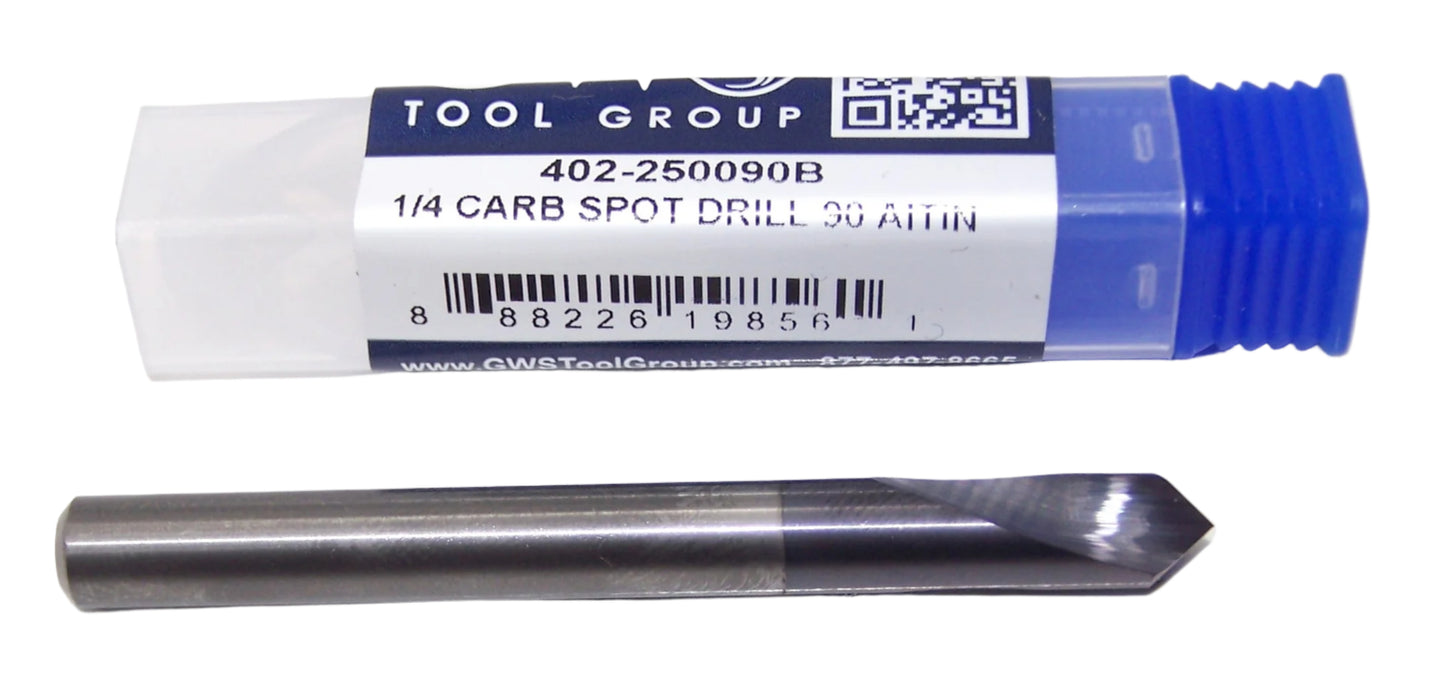 402-250090B Monster Tool 1/4" Carbide 90° Spot Drill AlTiN Coated .250" Diameter .750" Flute 2.50" Length .250" Shank