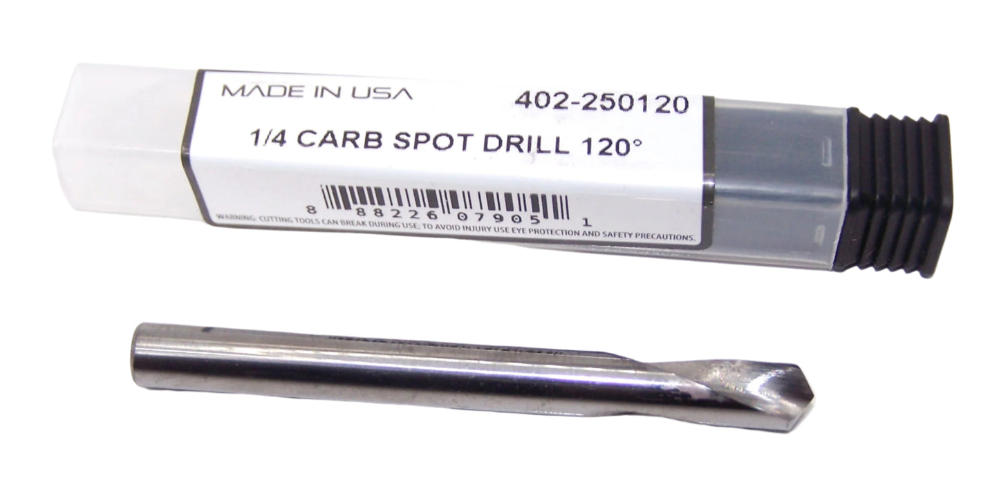 402-250120 Monster Tool 1/4" Carbide 120° Spot Drill .250" Diameter .750" Flute 2.50" Length .250" Shank