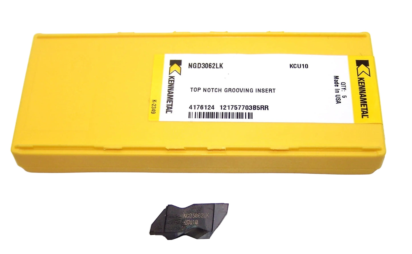 NGD3062LK KCU10 Kennametal Top Notch Grooving Insert Long Reach .062" Width Size 3 - 4176124 - Pack of 5
