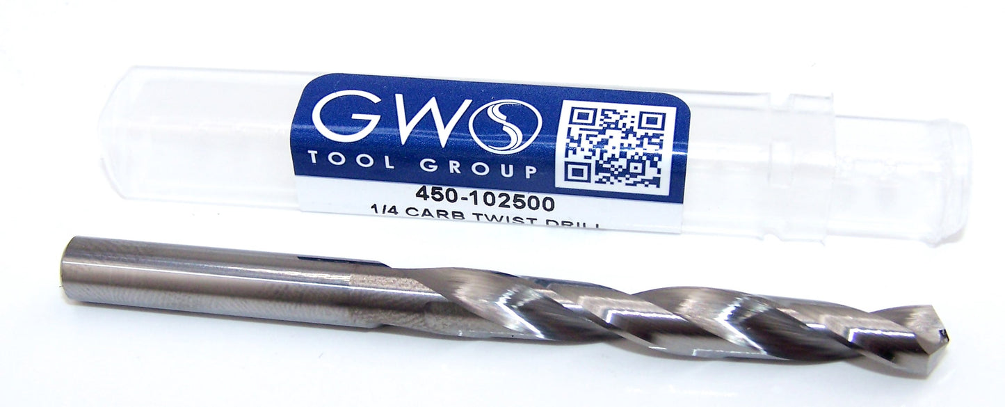 450-102500 Monster Tool 1/4" Carbide Drill 2 Flute .2500" Diameter 2.00"Flute 3.25" Length .250" Shank 118° Point Jobber Drill