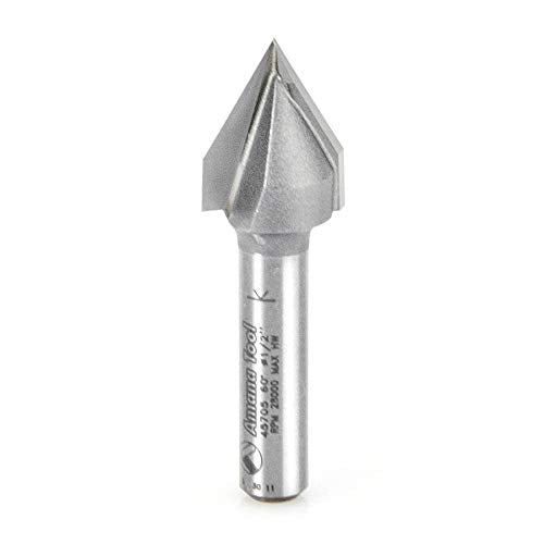 45705 Amana Tool 60° Carbide Tip V Groove Router Bit .500" Diameter 1.75" Length .250" Shank