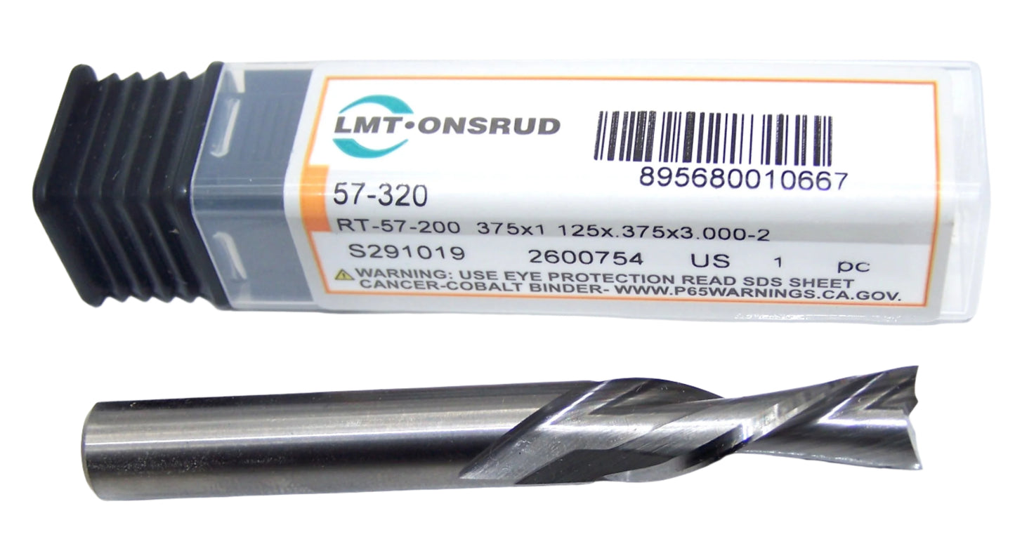 57-320 Onsrud 3/8" Carbide 2 Flute Down Cut Router 2 Flute .375" Diameter 1.125" Flute 3.00" Length .375" Shank
