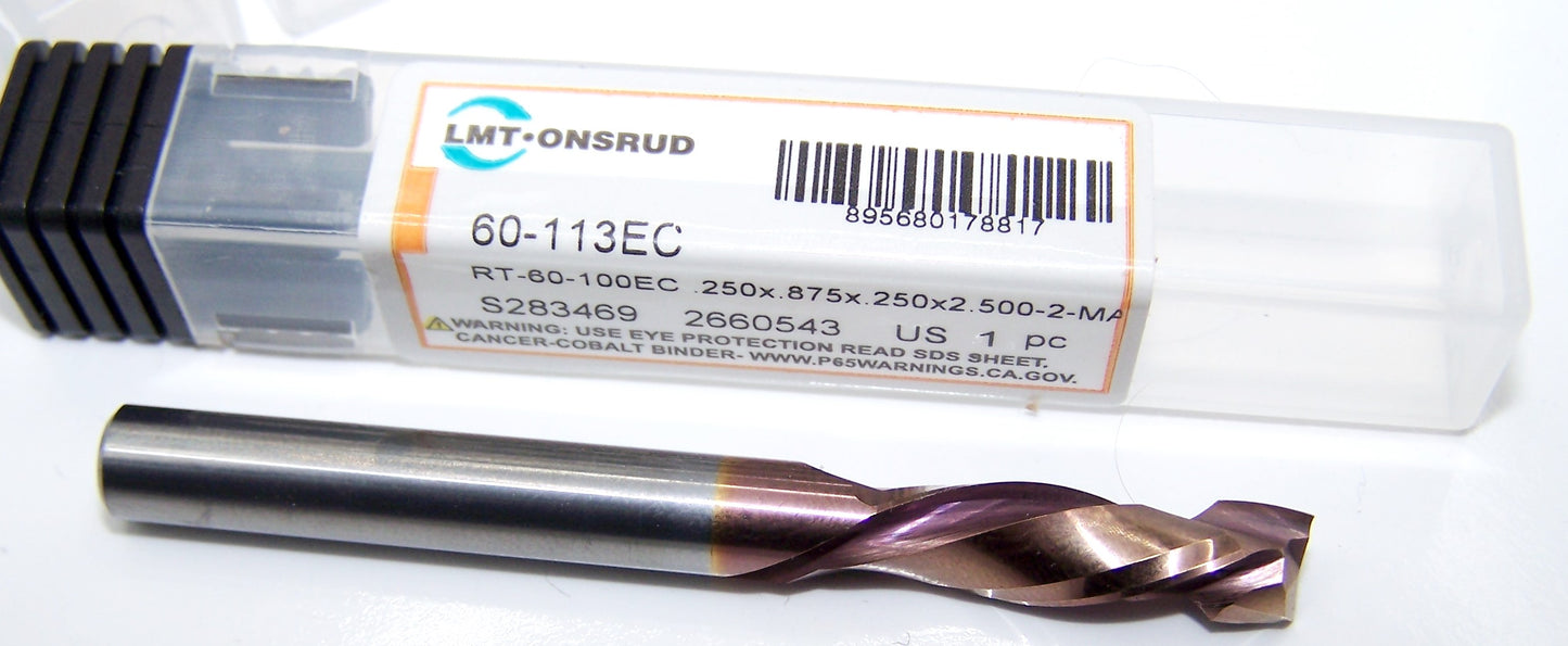 (Buy 3 get 1 Free Sale) 60-113EC Onsrud 1/4" Carbide Compression Router 2 Flute Endurance Coated .250" Diameter .875" Flute 2.50" Length .250" Shank for Laminated Wood (Copy)