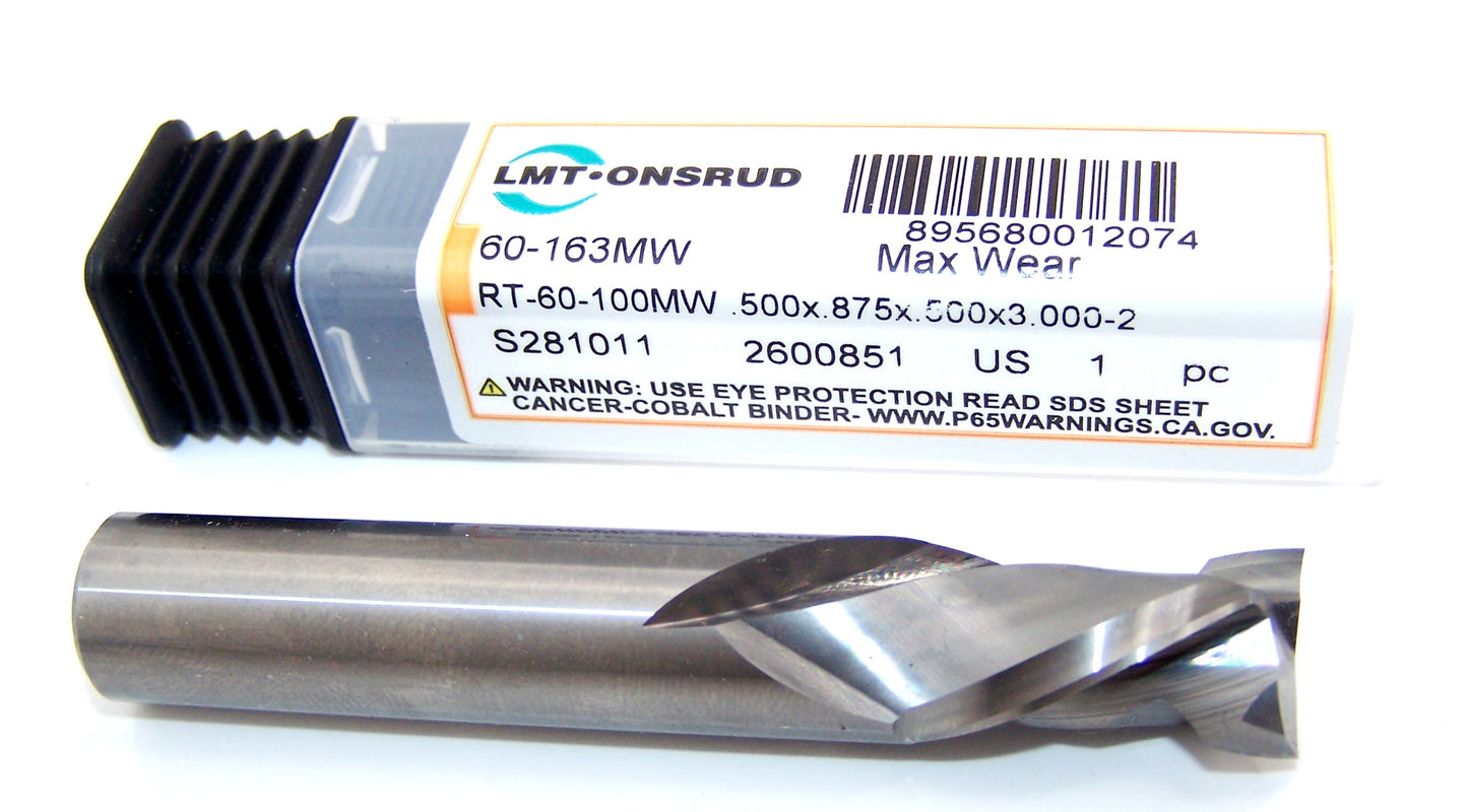 60-163MW Onsrud 1/2" Carbide Compression Router 2 Flute .500" Diameter .875" Flute 3.00" Length .500" Shank