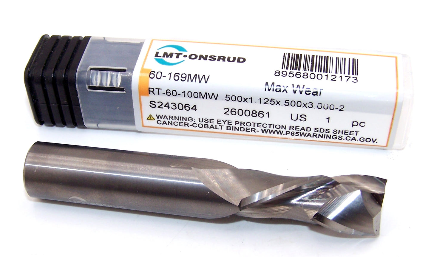 60-169MW Onsrud 1/2" Carbide Compression Router 2 Flute .500" Diameter 1.125" Flute 3.00" Length .500" Shank