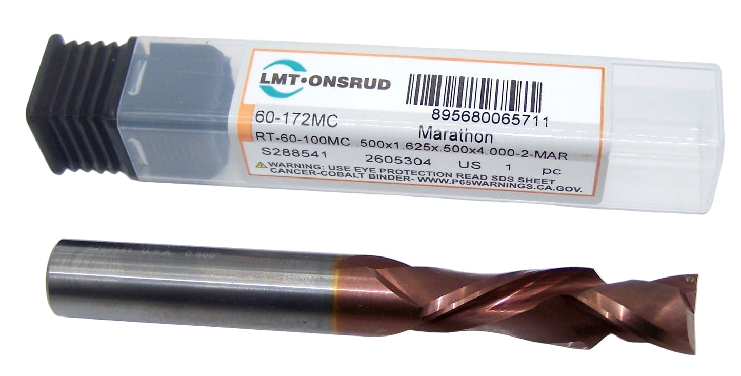 60-172MC Onsrud 1/2" Carbide Compression Router 2 Flute Marithon Coated .500" Diameter 1625" Flute 4.00" Length .500" Shank for Laminated Wood