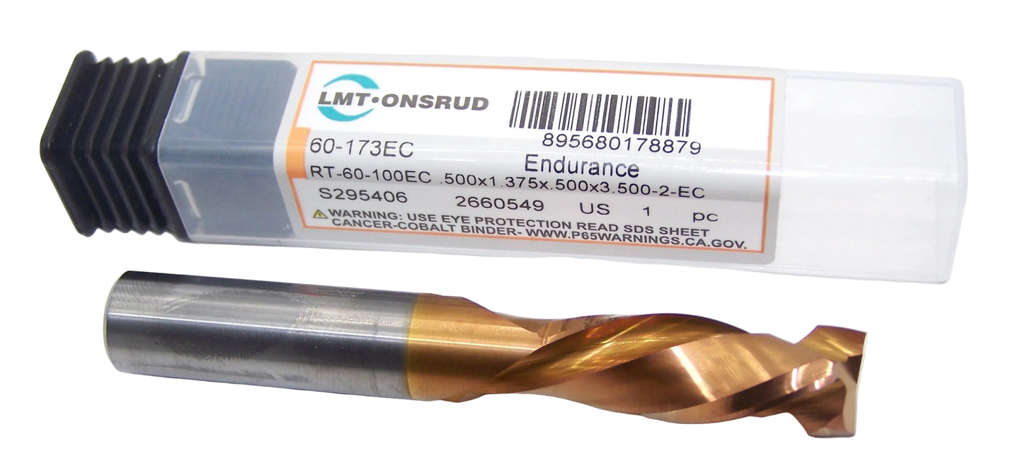 60-173EC Onsrud 1/2" Carbide Compression Router 2 Flute Endurance Coated .500" Diameter 1.375" Flute 3.50" Length .500" Shank for Laminated Wood