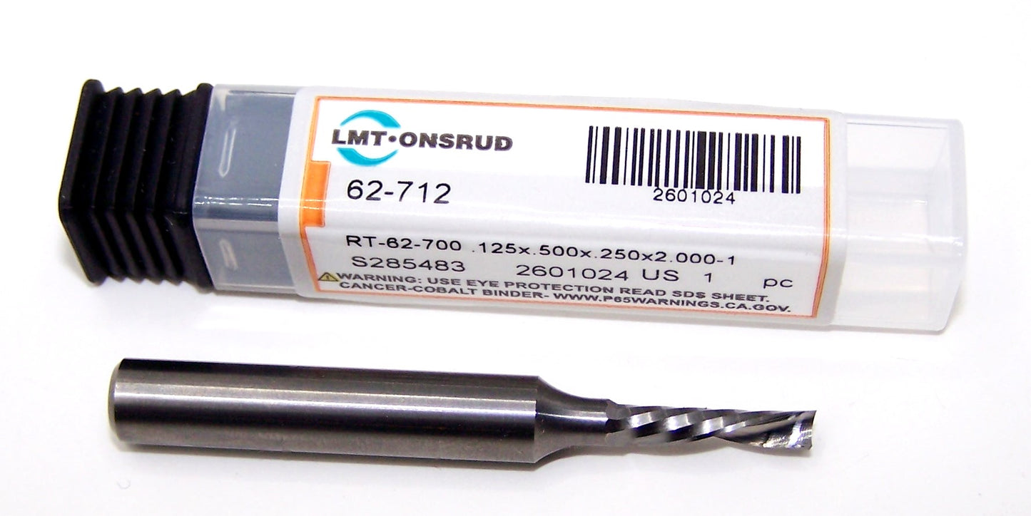 62-712 Onsrud 1/8" Carbide 1 Flute O Flute Router .125" Diameter .500" Flute 2.00" Length .250" Shank