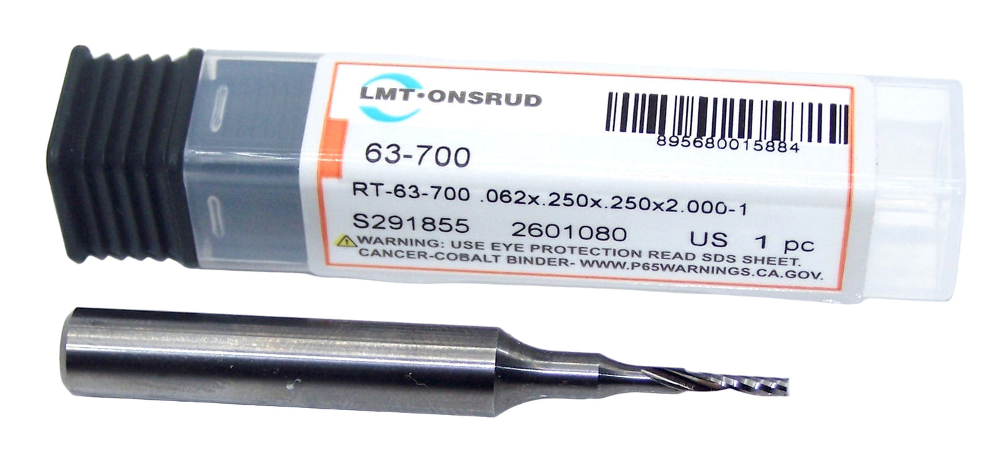 63-700 Onsrud 1/16" Carbide Upcut Router 1 Flute 0.2500" LOC