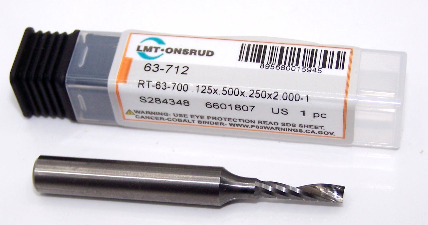63-712 Onsrud 1/8" Carbide Upcut Router 1 Flute .125 Diameter .500 Flute 2.00 Length .250 Shank