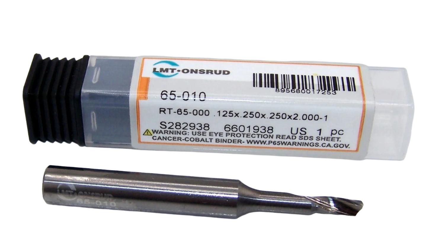 65-010 Onsrud 1/8" Carbide Upcut Router 1 Flute O Flute .125" Diameter 0.2500" Flute 2.00" Length .250" Shank