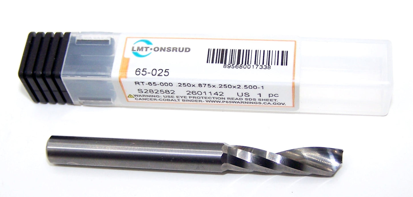 65-025 Onsrud 1/4" Carbide Upcut Router 1 Flute 0.8750" LOC