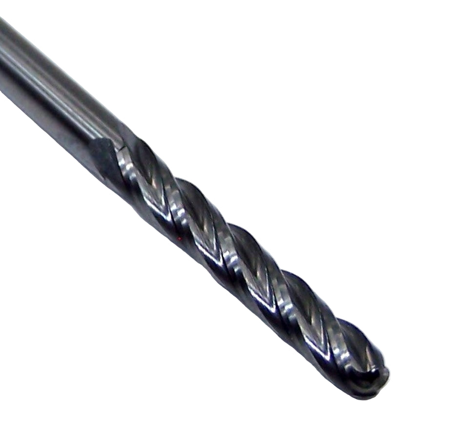 70699 Gorilla Mill 1/8" Carbide 4 Flute End Mill Ball End Extended Length .1250" Diameter .750" Flute 2.50" Length .125" Shank
