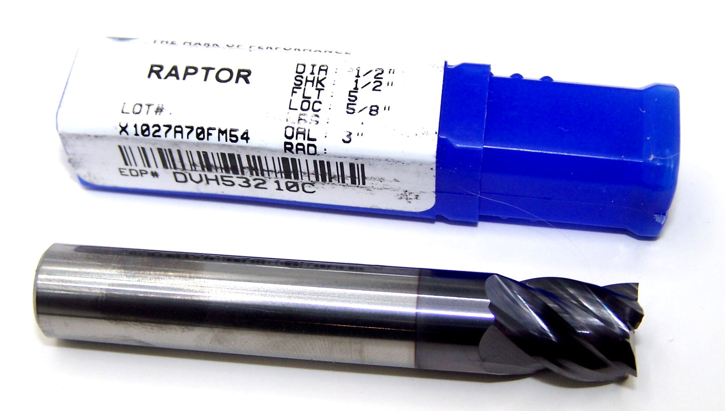 DVH53210C Destiny Tool 1/2" Carbide 5 Flute End Mill Square TiAlN .500" Diameter .625" Flute 3.00" Length