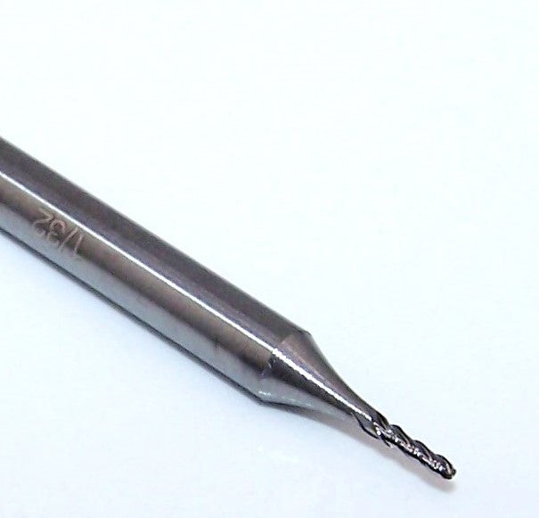 E5I05002 YG1 1/32" Carbide 4 Flute End Mill Ball End .0312" Diameter .093" Flute 1.50" Length .125" Shank