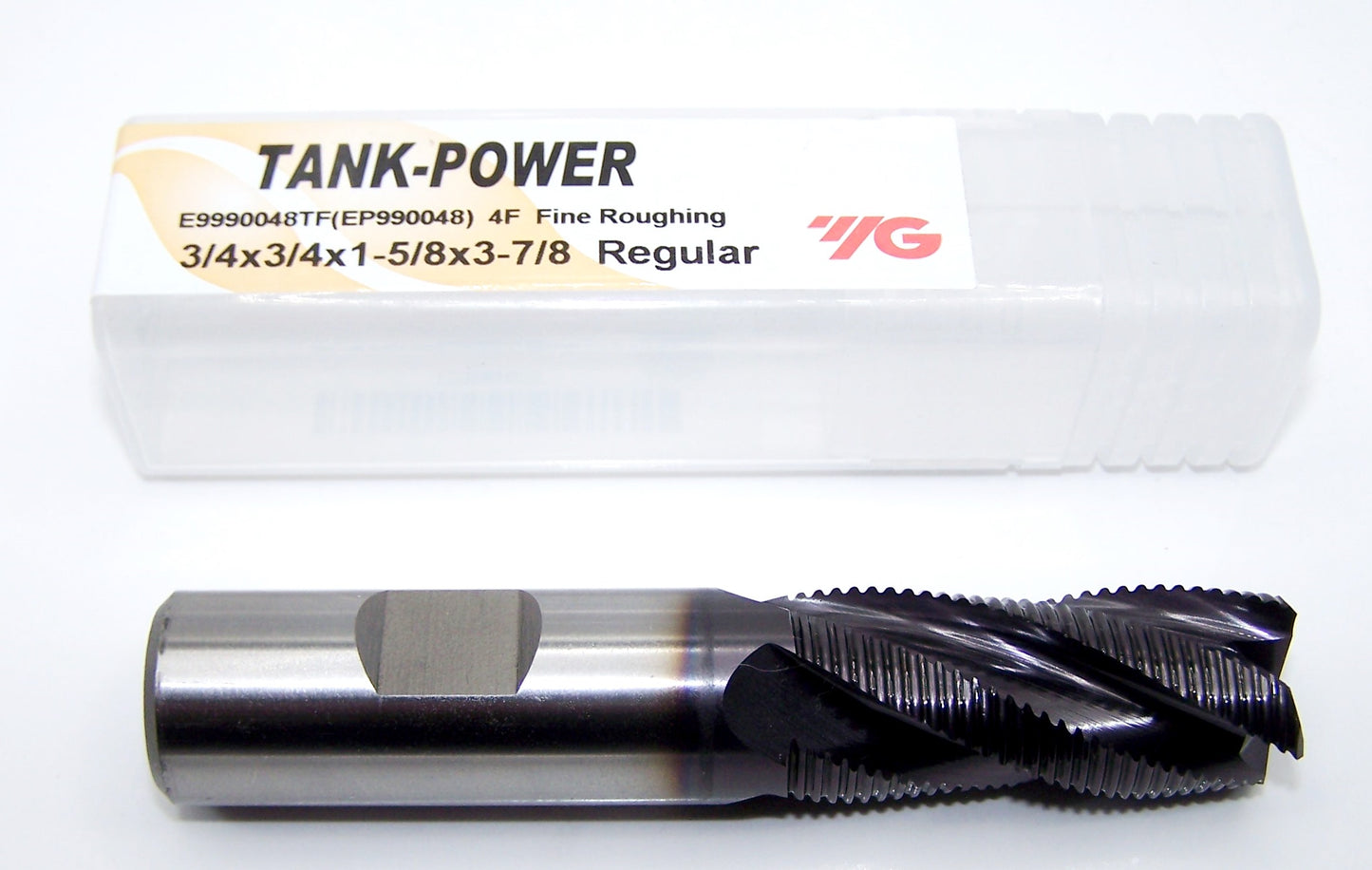 E9990048TF YG1 3/4" Powered Metal 4 Flute Roughing End Mill SQ TiAlN .750" Diameter 1.625" Flute 3.875" Length .750" Shank Tank Power