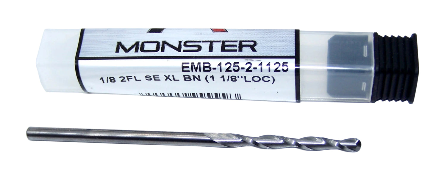 EMB-125-2-1125 OTC 1/8" Carbide 2 Flute End Mill Ball End Long .1250" Diameter 1.125" Flute 3.00" Length .1250" shank