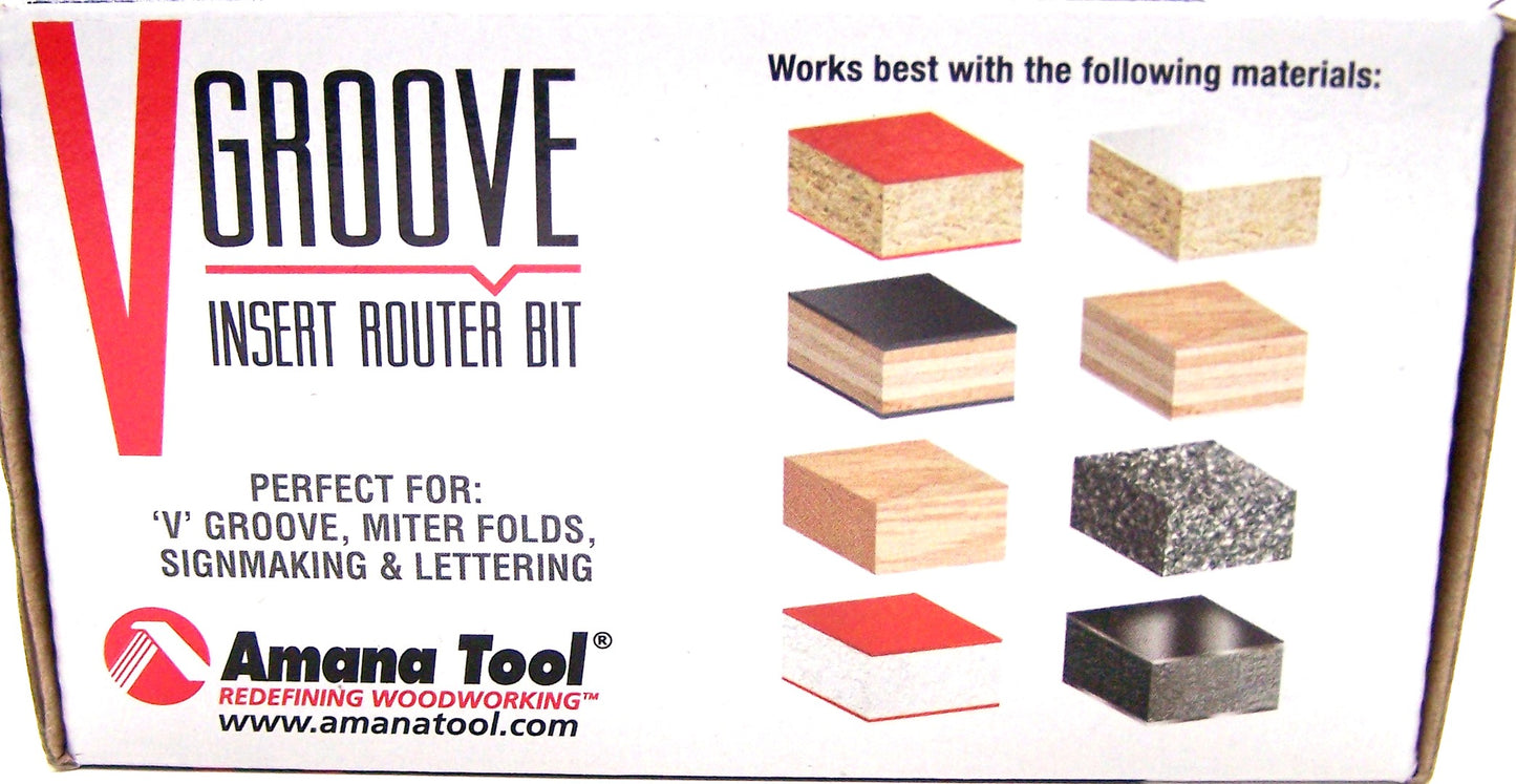 RC-1145 Amana Tool 45° V Groove Insert Router Bit .812" Diameter .984 Depth 2.312" Length .250" Shank