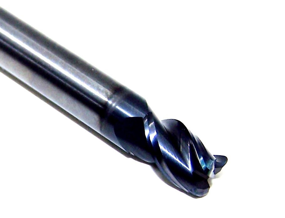 T2362O354CR4 Kyocera Microtools 6.00mm Carbide 3 Flute End Mill Stub Flute .039" Radius Coated .2362" Diameter .354" Flute 2.50" Length .236"shank Titan Series