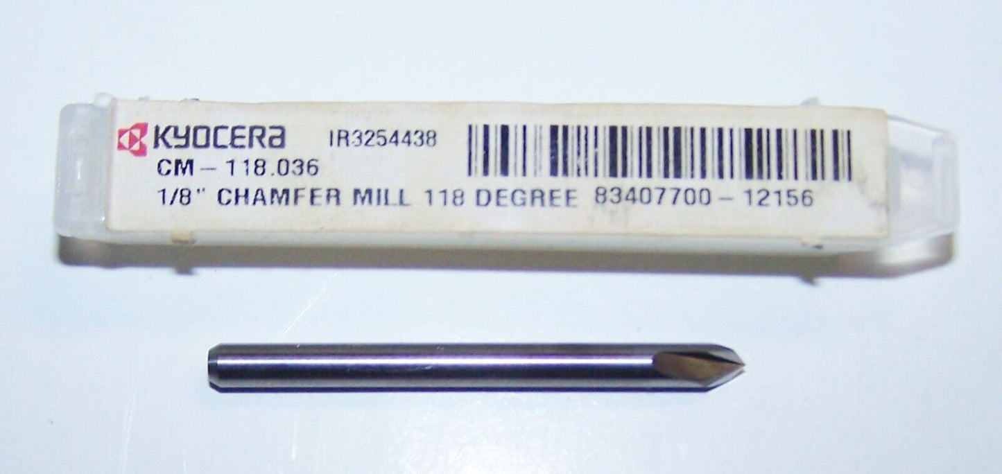 CARBIDE 2 FLUTE CHAMFER MILL 118° 1/8" (.125") from Kyocera Microtools CM-118.036
