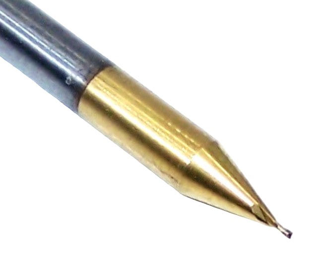 39301 Kyocera SGS 1/64" Carbide End Mill 2 Flute SQ TiN Coated .0156" DIA .031" Flute 1.50 Length .125" Shank