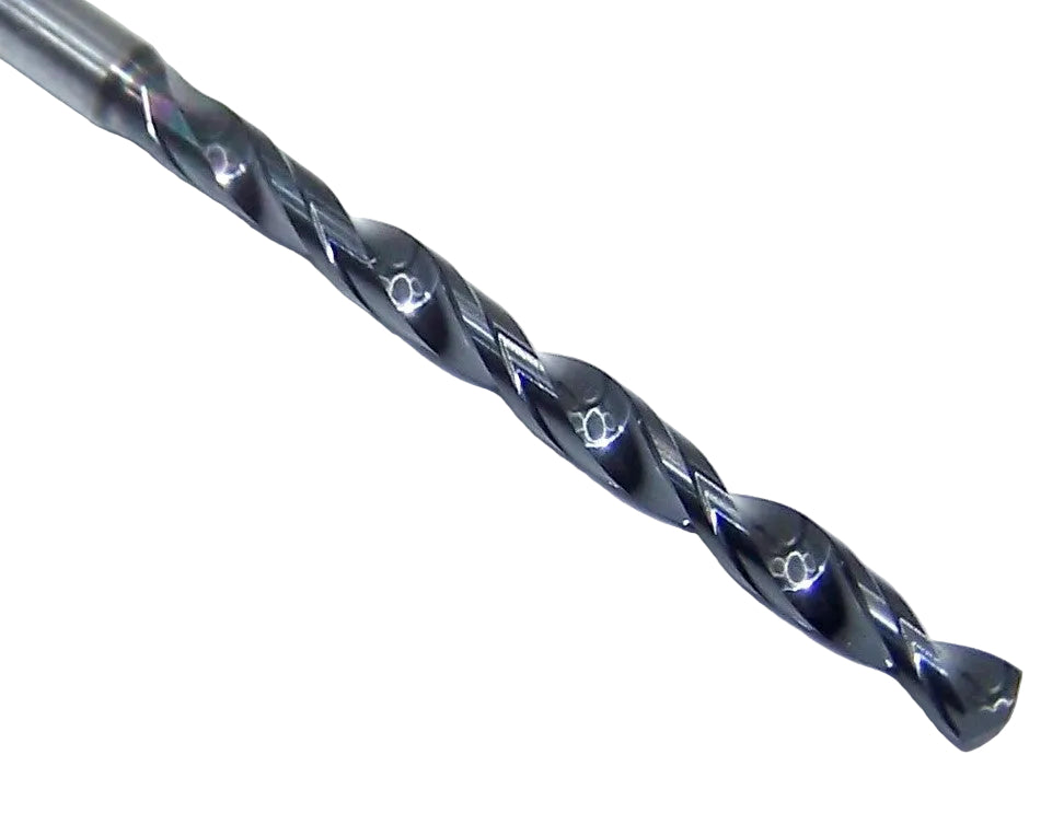 226-1043L1276 Kyocera 2.65mm Carbide Drill 2 FLUTE ALTiN Coated 0.1043" Diameter 1.276" Flute 2.3622" Length 0.1181" Shank 130° Point