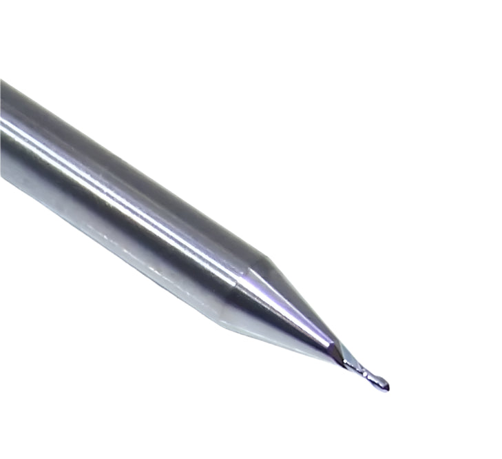 00458 Kyocera SGS .0200" Carbide 2 Flute Ball End Mill .0200" Diameter .060" Flute 1.5" Length .125" Shank