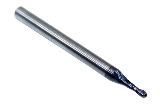 02592 Kyocera SGS 1/16" Carbide 2 Flute Ball End Mill AlTiN Coated .062" Diameter .186" Flute 1.5" Length .125" Shank