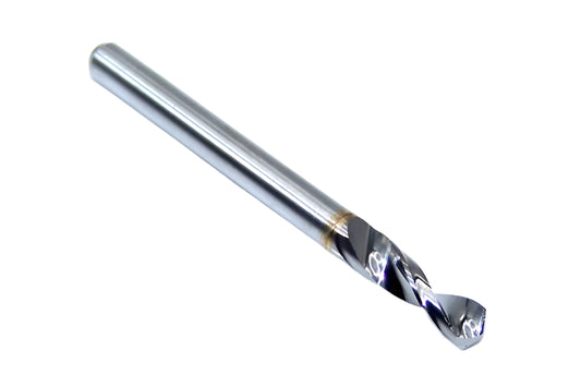 06072 Kyocera SGS 3.30mm Carbide Drill 2 FLUTE .1299" Diameter .500" Flute 1.50" Length .125" Shank 130° Point