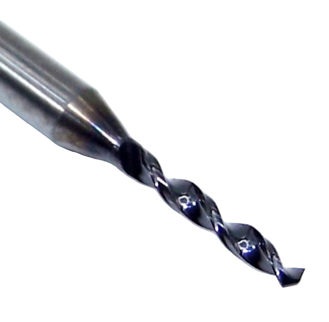 07537 SGS 1.47mm Carbide Drill 2 Flute 0.0579" Diameter .400" Flute 1.50" Length .118 Shank 130° Point AlTiN M226