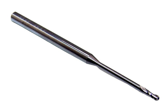 09324 Kyocera SGS 1/16" Carbide 2 Flute Ball End Mill .477" Extended Reach .062" Diameter .186" Flute 2.0" Length .125" Shank