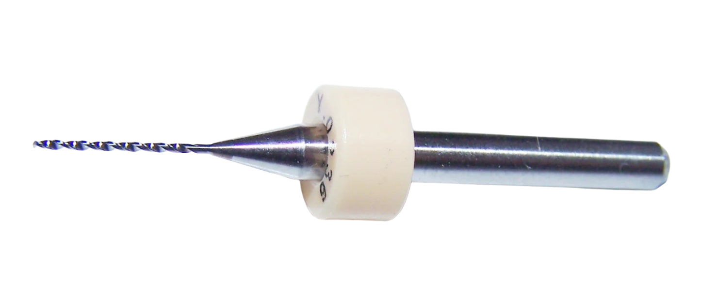 100.0236.360 Kyocera 0.60mm Carbide 2 Flute Drill PCB Type .0236" Diameter .360" Flute 1.50" Length .125" Shank